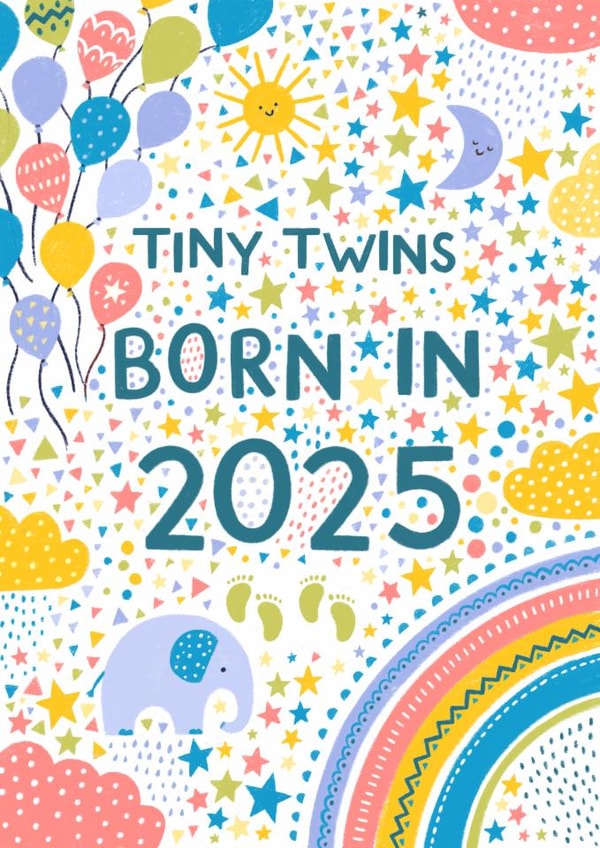Cute New Baby Twins Card - Born In 2025 created by Pear Tree Press