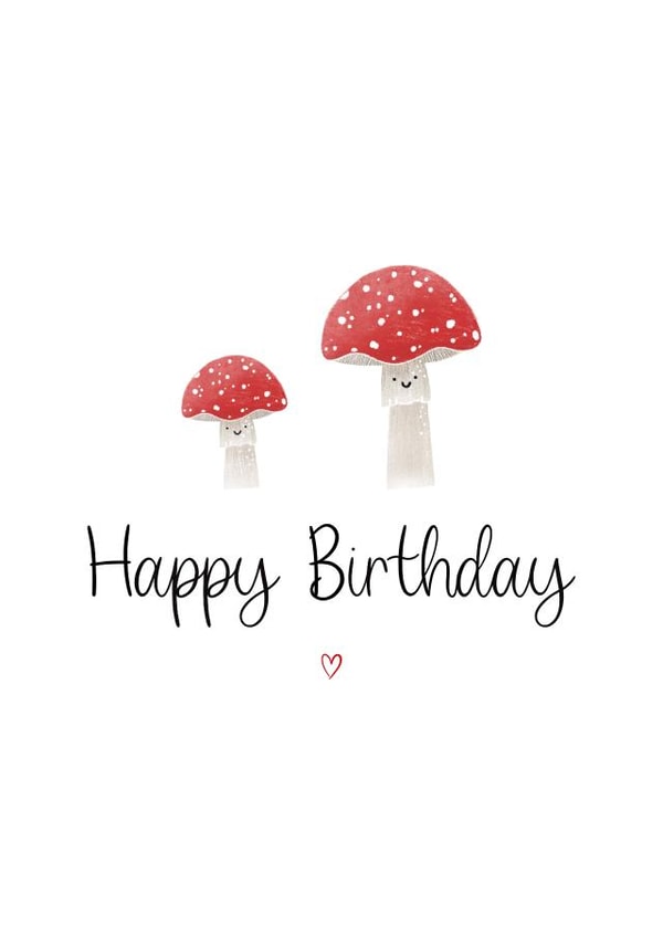 Happy Birthday Card - Cute Mushrooms created by Kalm Lettering