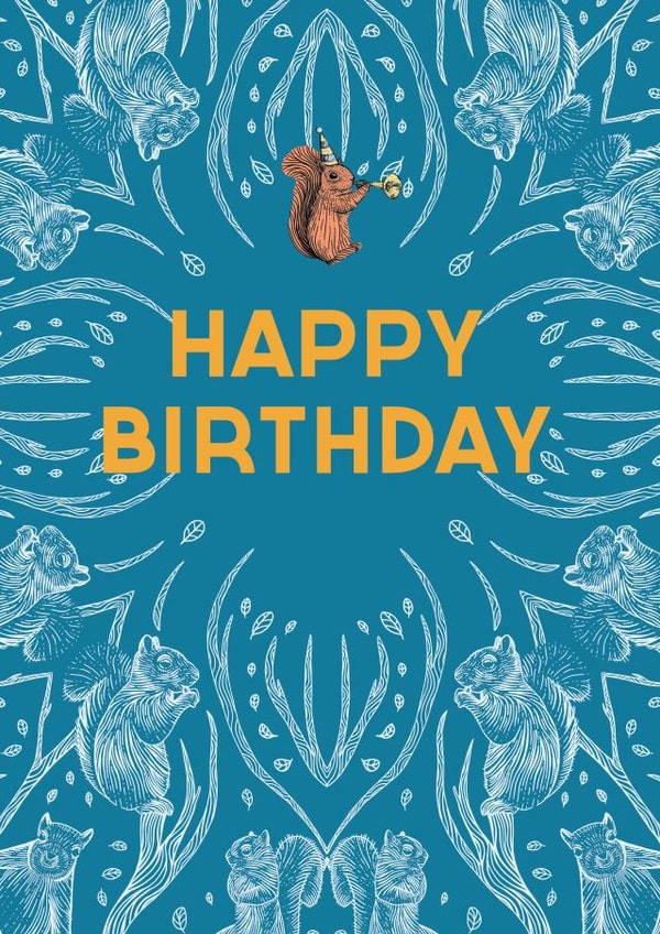 Birthday Squirrel Card - Cute Squirrel Pattern Birthday Card - Wildlife Card created by Oliver Stockley