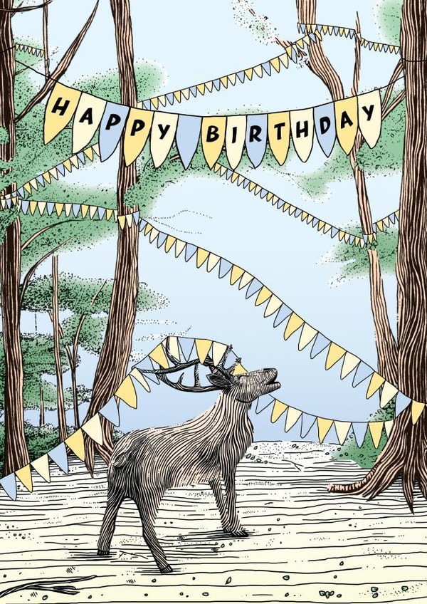Birthday Deer Card - Woodland Birthday Card - Wildlife Birthday Card created by Oliver Stockley