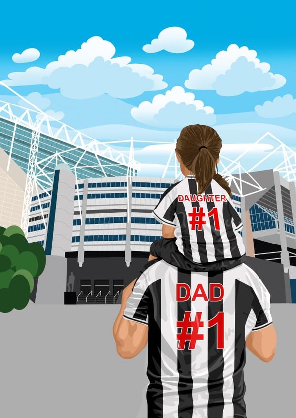 Heartfelt Father's Day Card - Newcastle United - Dad and Daughter created by Squiggle Scribble
