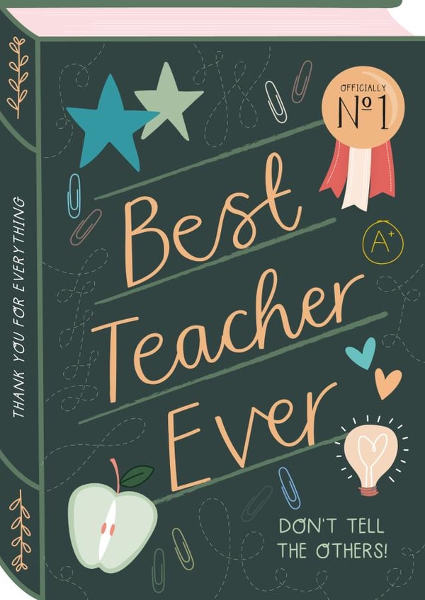 Best Teacher Ever - Book Card created by Two For Joy Illustration