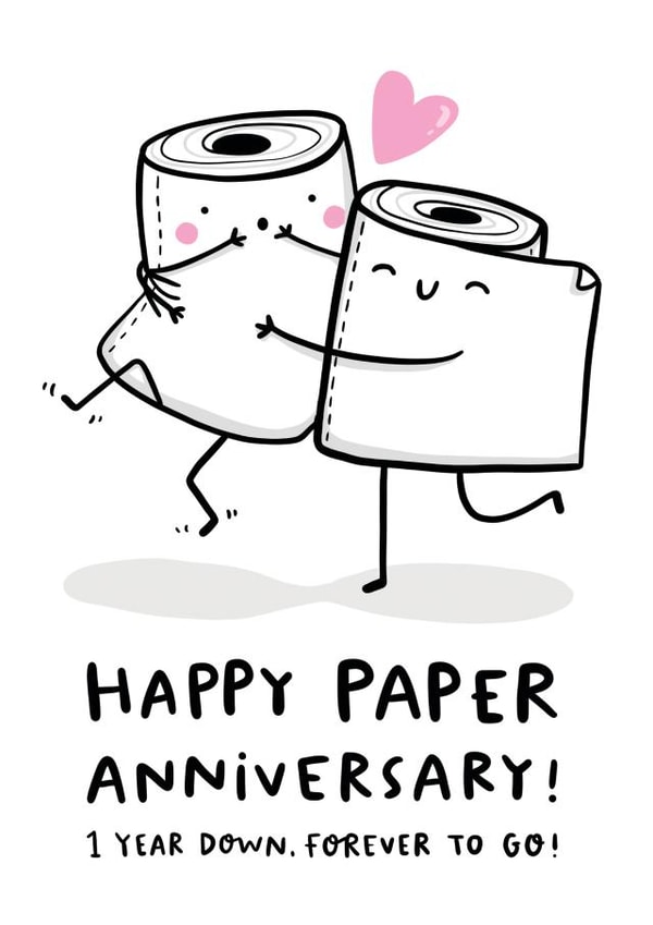 Cute Wedding Anniversary Card - 1 Year Married - Paper Anniversary created by Arrow Gift Co