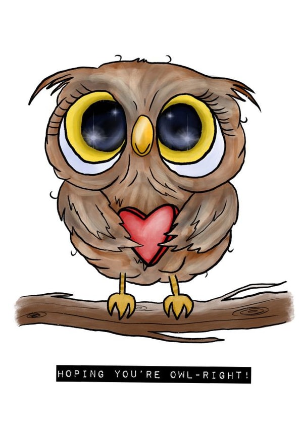 Very Cute Fluffy Owl - Starry Eyes - Get Well, Hope you’re alright! created by Pork Chop Designs