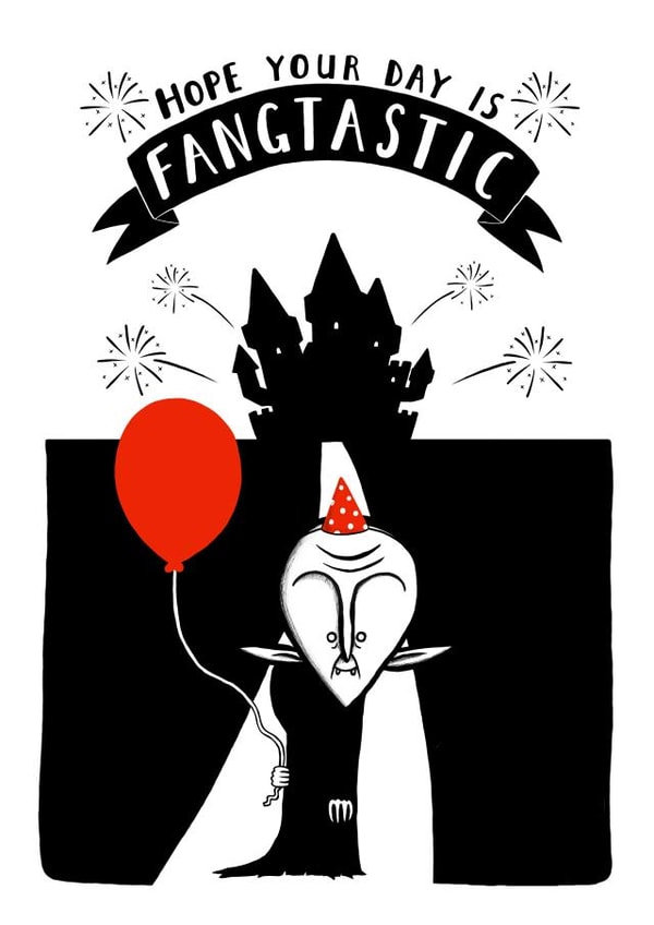 Cute Birthday Card - Vampire - Fangtastic created by Jimmy Doodle