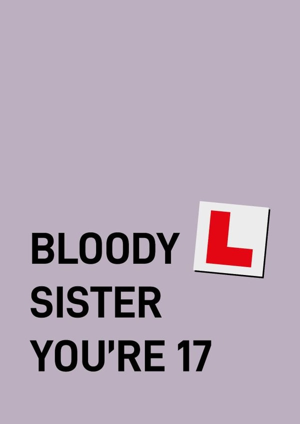 Funny Birthday card - 17th - Bloody L created by Quinton cards