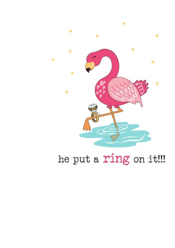 Cute Engagement Card - Flamingo created by Dandelion Stationery
