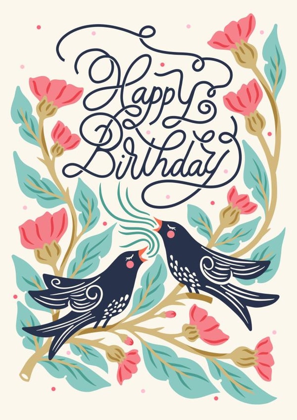 Pretty Birthday card - Singing Birds created by catantrell