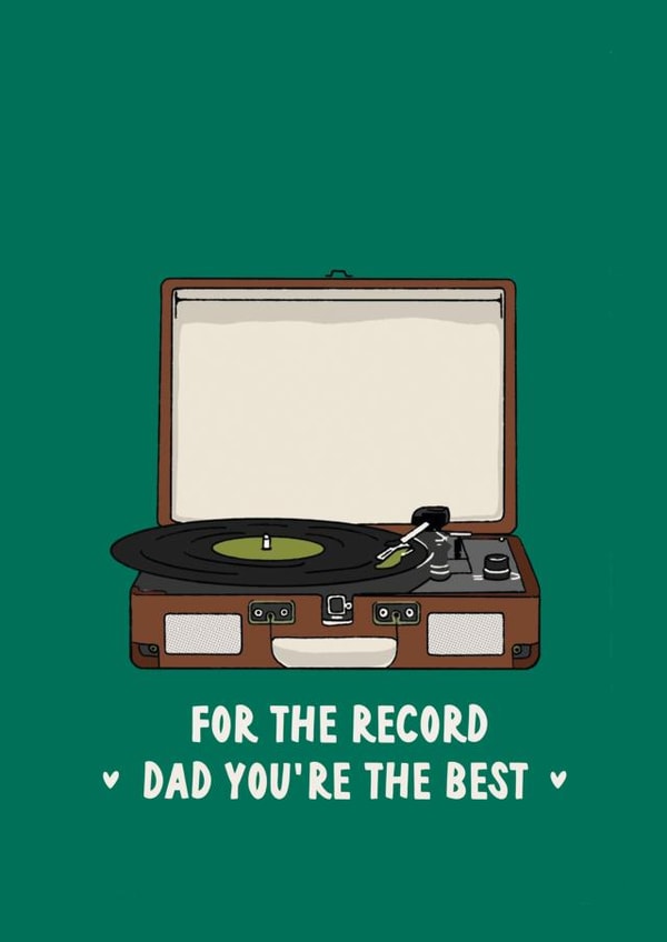 'For The Record Dad, You're The Best' Illustrated card for music loving Dads created by Twisted Rebel Designs