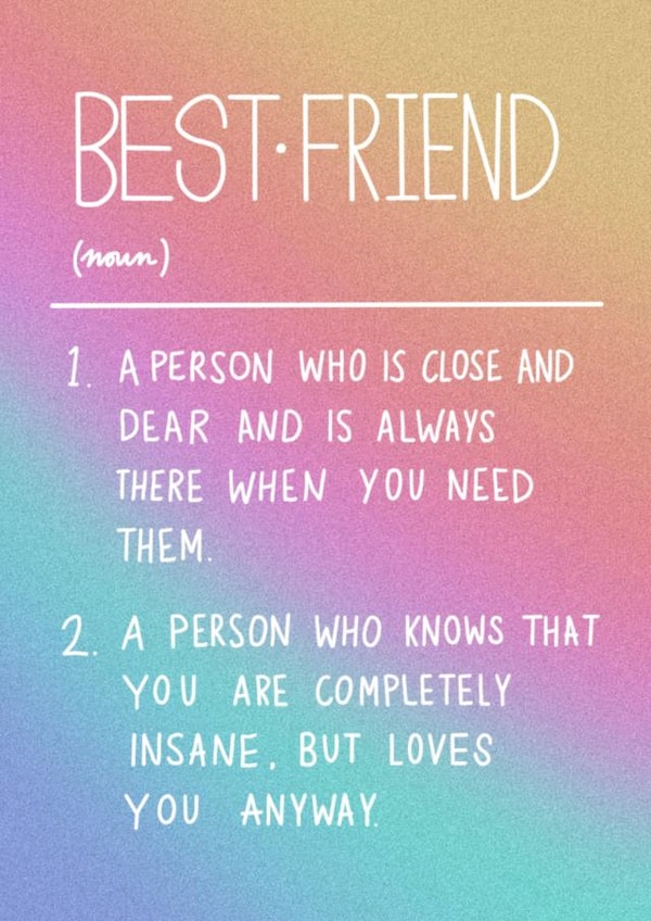 Funny, Best Friends, Definition Card created by CurlyLocksCanvasesUK