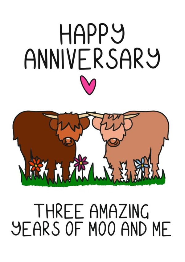 Cute Anniversary Card - 3rd - Cows created by Schnauzer Scribbles