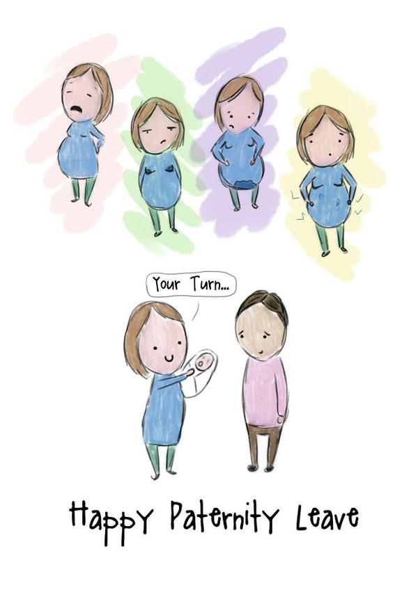 Funny Pregnancy Card - Happy Paternity Leave created by rosebytheoaktree