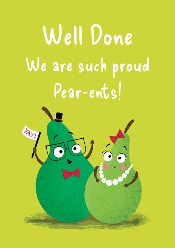 Funny Congratulations Card - Proud Pear-ents! created by Hannah Jayne Lewin