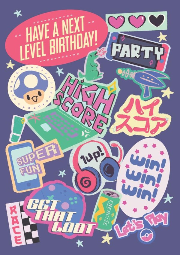 Cute Birthday Card - Gaming Technology created by Quitting Hollywood