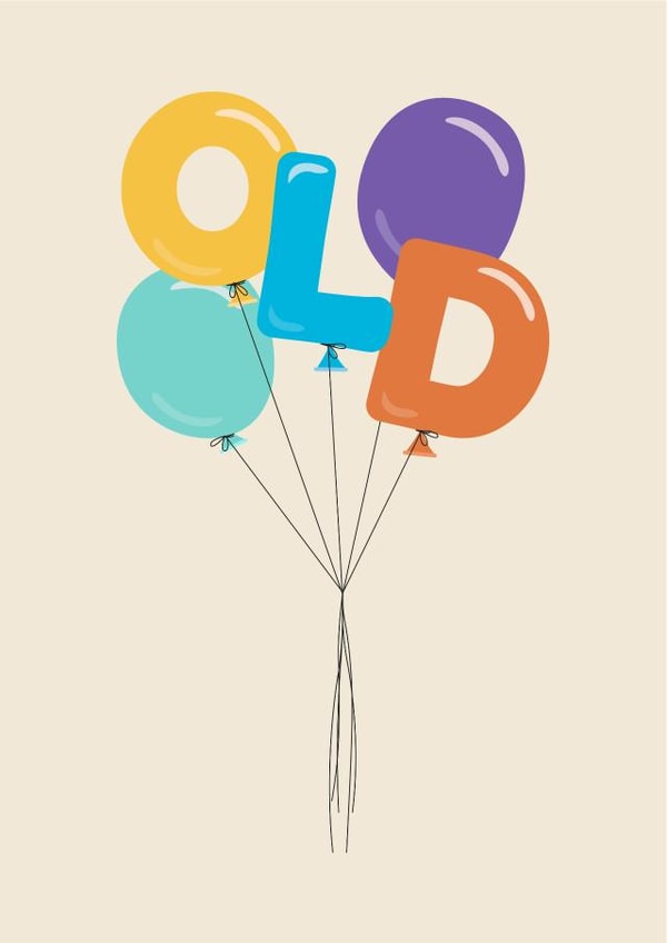 Funny Balloon Birthday Card to make someone feel old on their Birthday. created by Michael Cutler