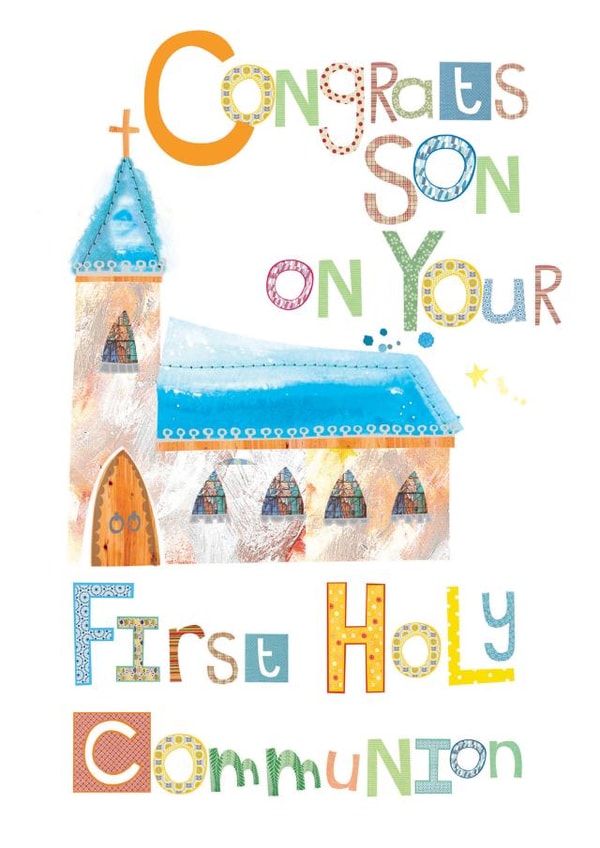 Send your SON this cool FIRST HOLY COMMUNION card! created by Anya Higginson