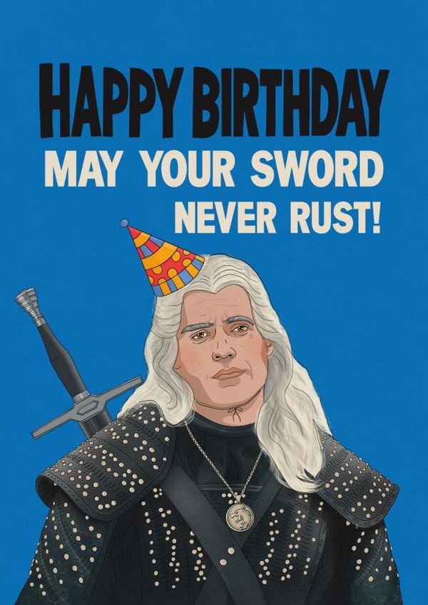 Funny Birthday card - for him - The Witcher - Sword created by Kasia Cards