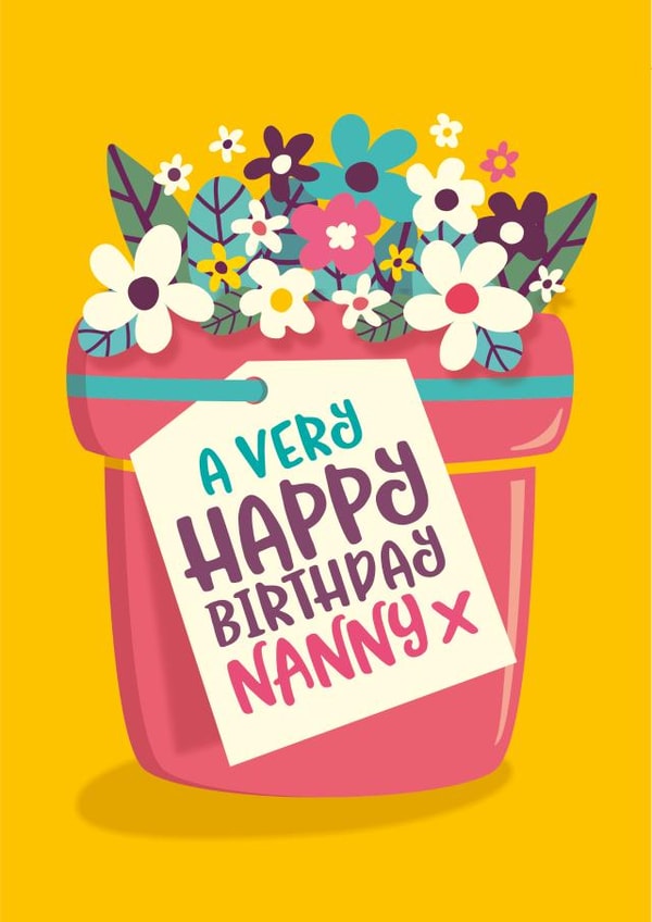 Floral Birthday Card for Nanny – A Very Happy Birthday Nanny created by The Typecast Gallery