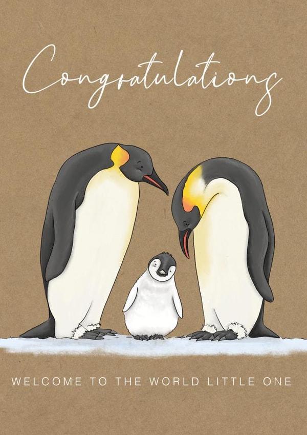 Very cute penguin new baby card created by Lucy Driver