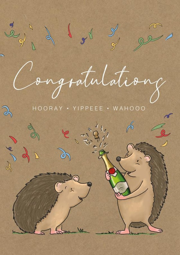 Cute Congratulations Card - Hedgehogs - Yippeee created by Lucy Driver