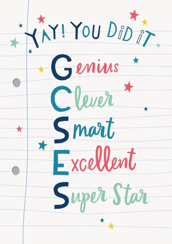 Contemporary Congratulations card for GCSE results created by Dotty Black