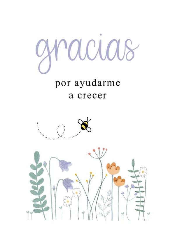 Spanish Card - Thank You For Helping Me Grow - Teacher Card created by Kalm Lettering
