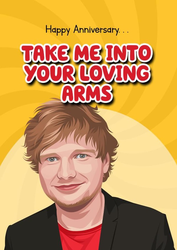 Cute Ed Sheeran Anniversary Card. created by TeHe Gifts