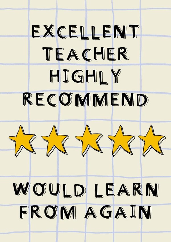 Teacher Review Card created by Rosie Johnson Illustrates