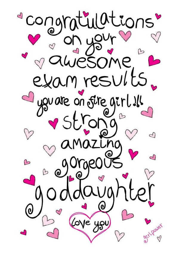 Heartfelt Exams Card - Congratulations Goddaughter created by The Girl Power Fairies