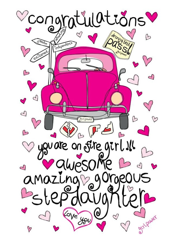Heartfelt Congratulations Card - Driving Test - Stepdaughter created by The Girl Power Fairies