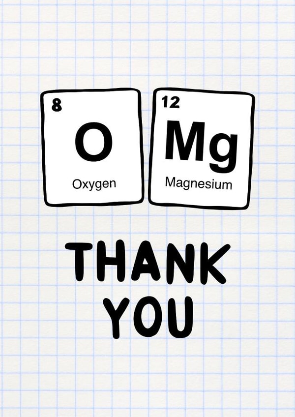 Funny science teacher thank you card with chemical elements created by Ginger Peach Design