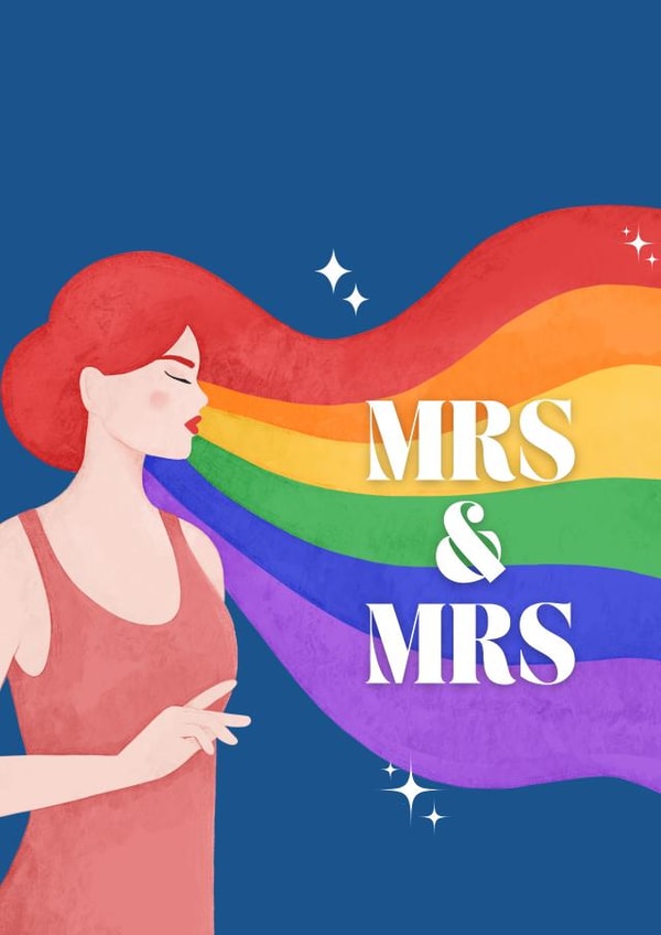 Pretty Wedding Card - Mrs & Mrs - Rainbow created by Ink Icons 