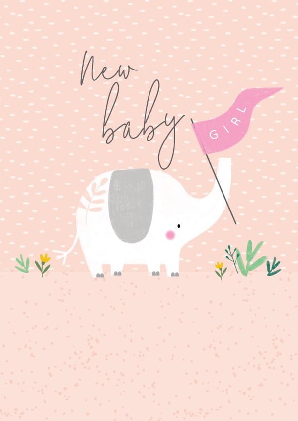 Cute/Pretty - New Baby Girl - New Baby - Baby Elephant created by Laura Darrington Design Ltd.