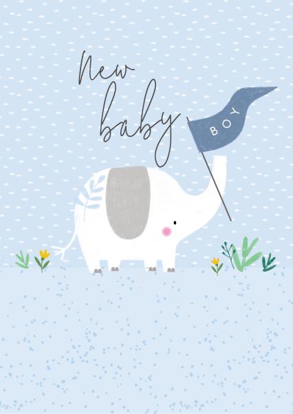 Contemporary New Baby Boy Card – Elephant card