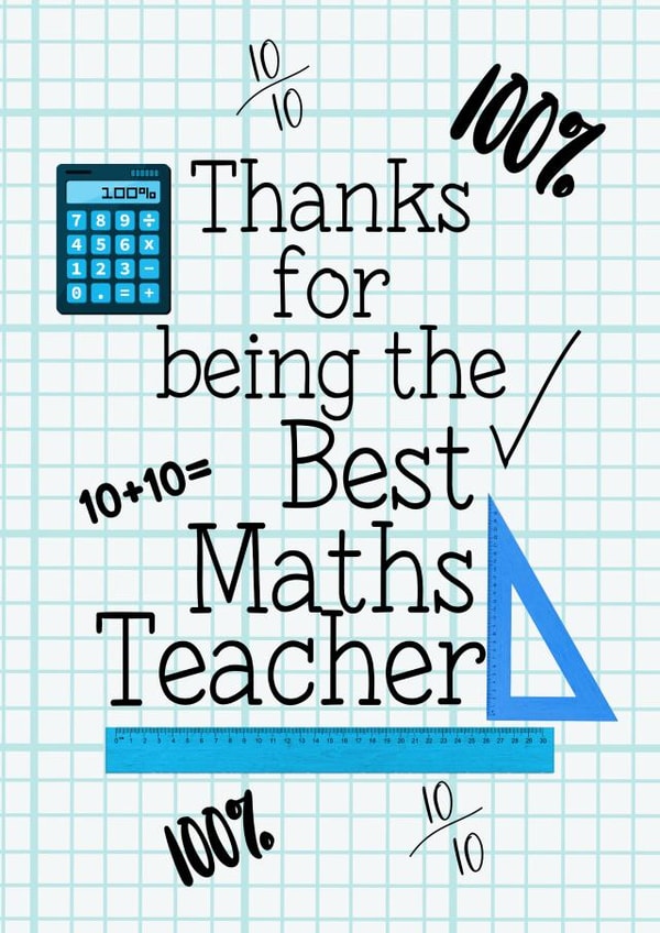 Cute Card for saying thanks to your Maths Teacher created by Louise Potton Designs
