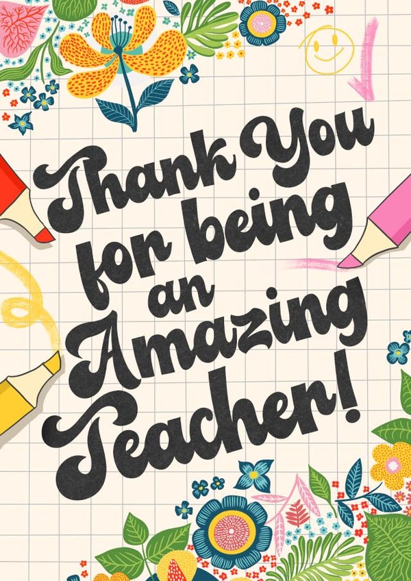 Pretty Thank you card - for a teacher - An amazing Teacher created by Kasia Cards