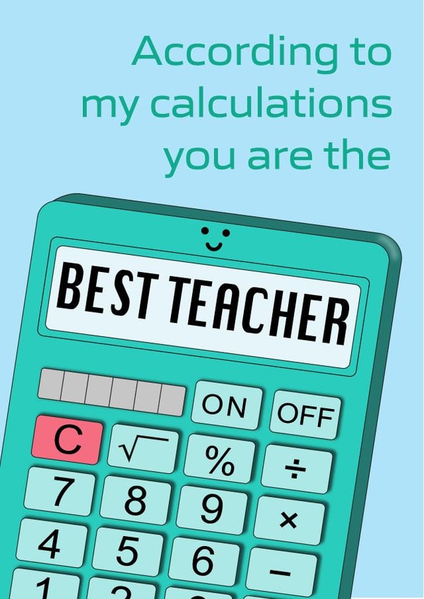 Best Maths Teacher Calculator Thank You Card created by Simply Nix