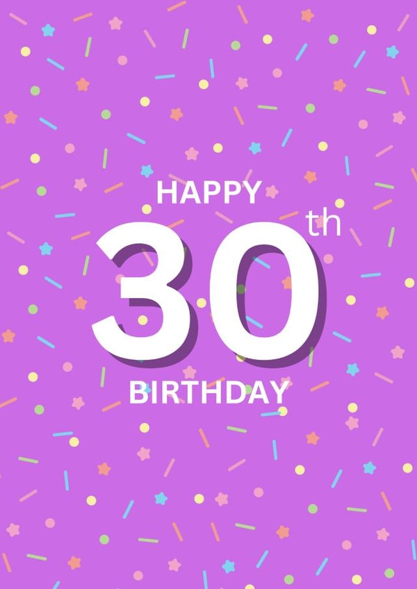 Cute 30th Birthday Card - Simple Playful Confetti created by BearlyCreative
