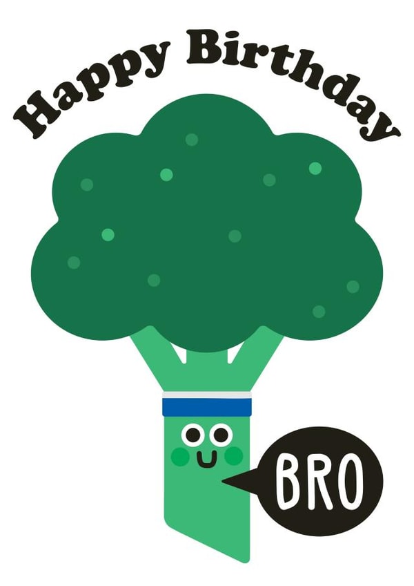 Broccoli Birthday Card - Happy Birthday Bro created by Studio Boketto