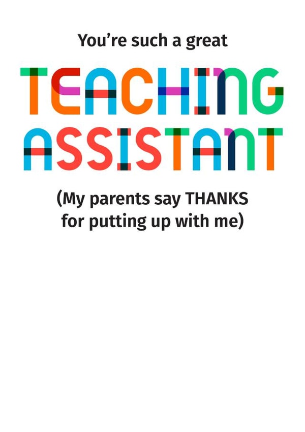 teaching assistant thank you cheeky funny typography created by POP FIZZ