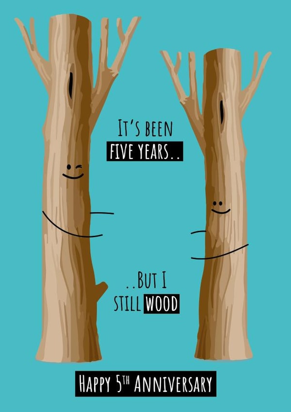 Cute but naughty anniversary card for a fifth wedding anniversary. created by Pixie Paper Art