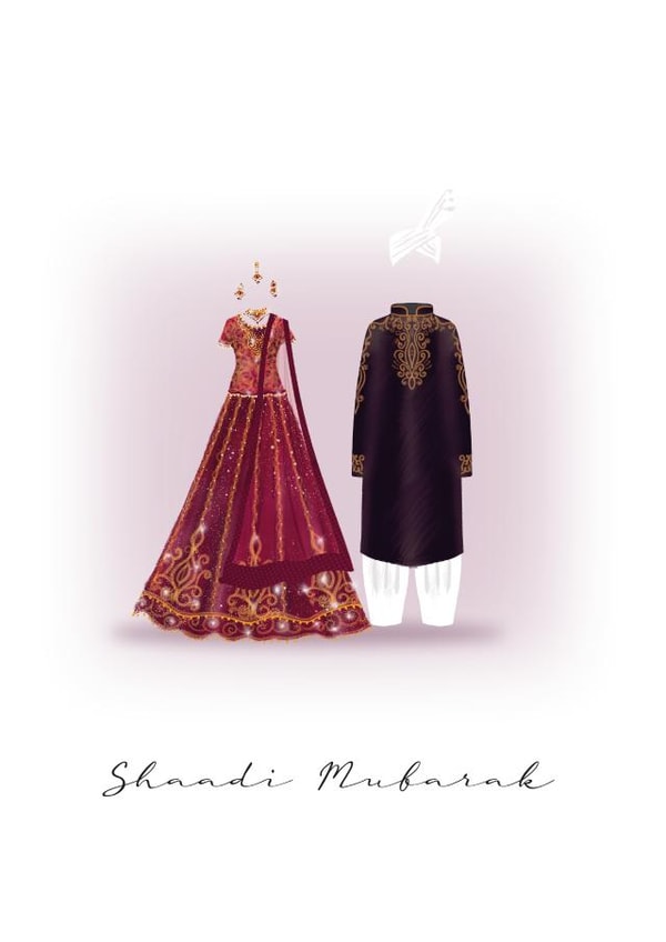 Indian Wedding Card - Shaadi Mubarak created by ROSHAH DESIGNS