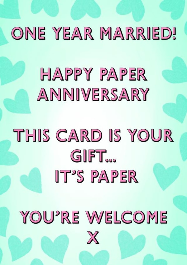 Cheeky Anniversary Card - 1st - Paper created by Poppy & Mabel 
