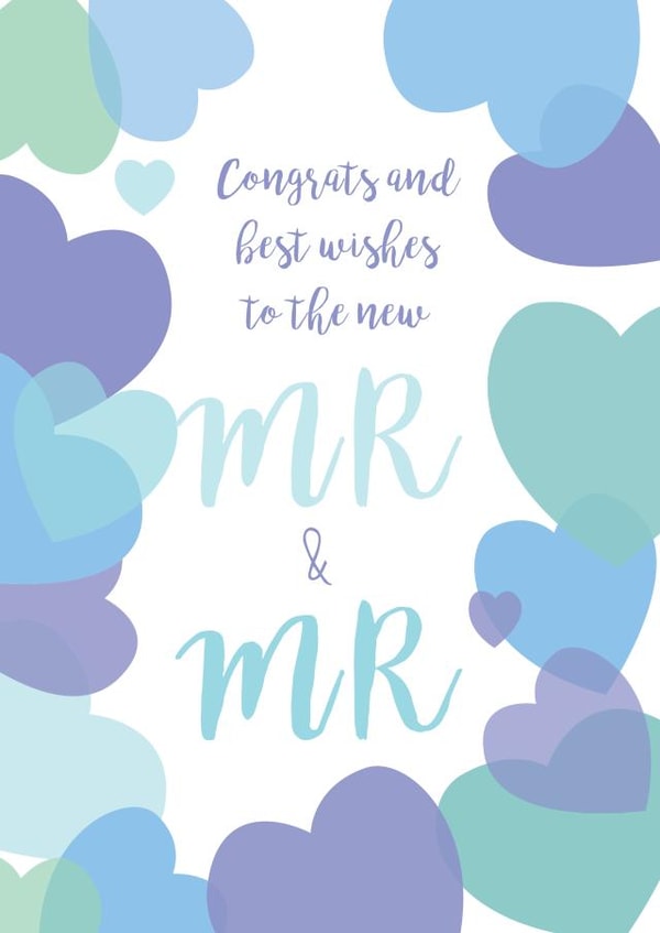 Fun colourful heart Wedding card for Mr and Mr tying the knot this season. created by DECKLED EDGE LTD