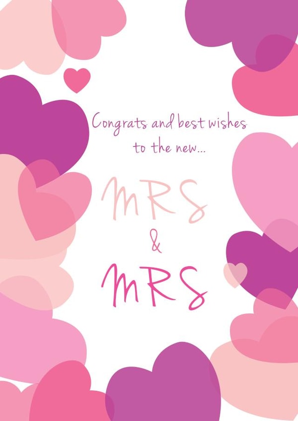Fun love heart card for the happy female couple getting married created by DECKLED EDGE LTD