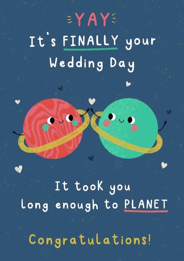 Funny Wedding Card - Planets created by Jess Moorhouse