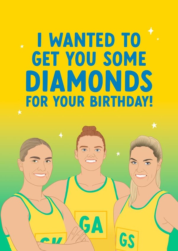 Funny Birthday Card - Australian Diamonds Netball created by The Cake Thief