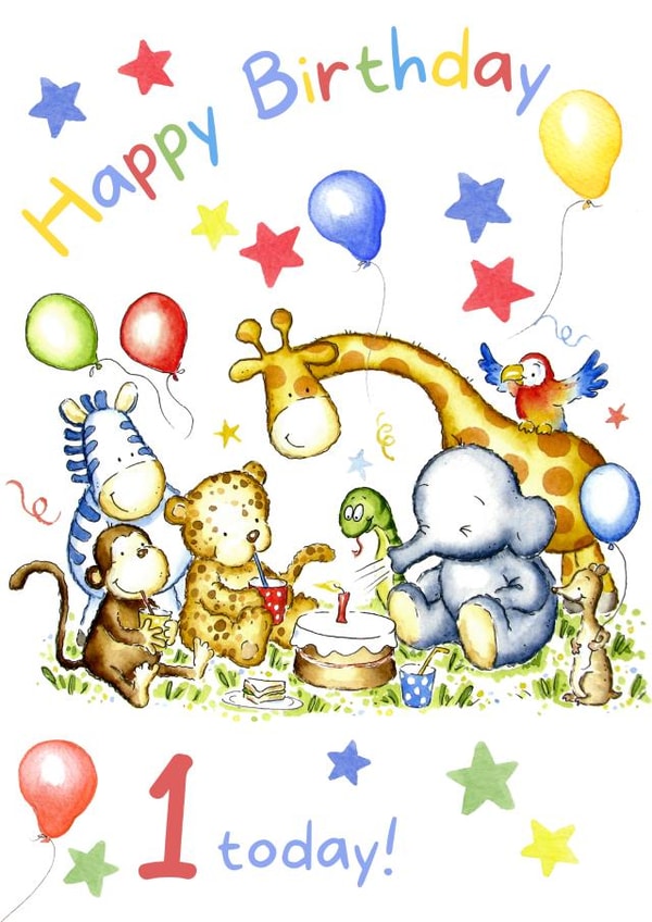 First birthday jungle card created by Kate Garrett