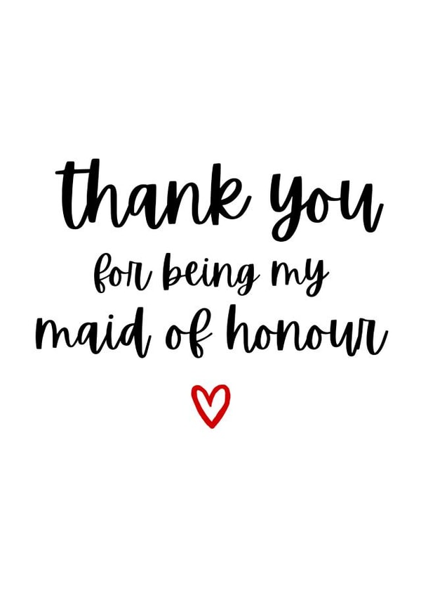 Thank you maid of honour wedding bridesmaid thanks created by Amy (Hedgecards)