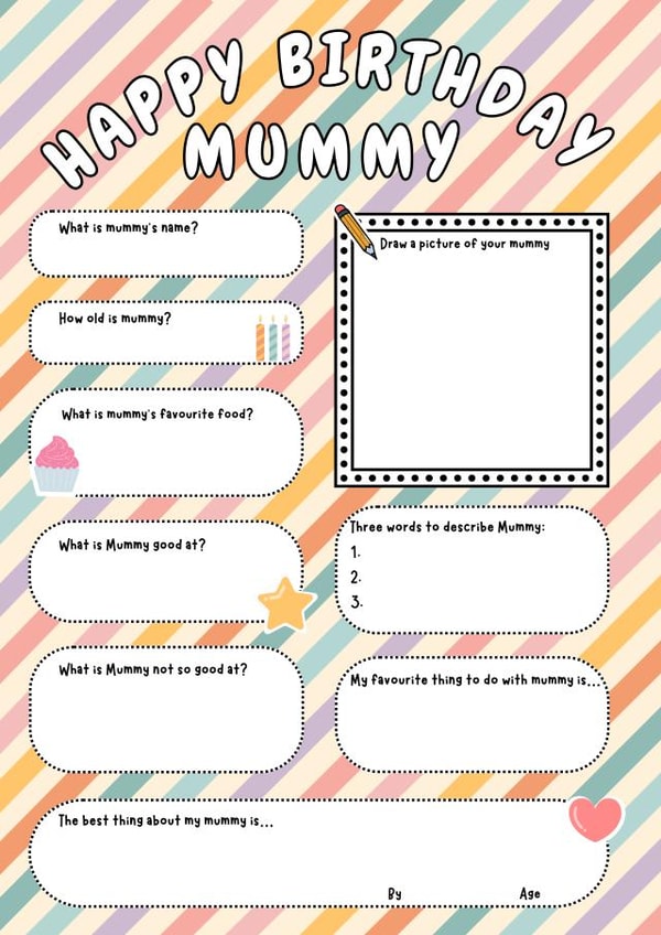 Fun, interactive Happy Birthday Mummy Card created by Oh So Jottie Designs